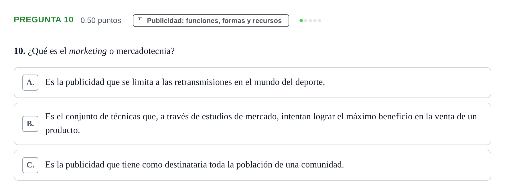 Enunciado: Pregunta 10 · Cultura Audiovisual II PAU La Rioja Ordinaria 2022