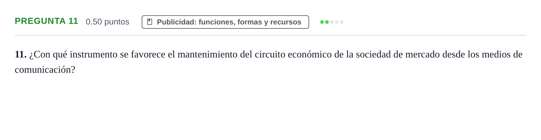 Enunciado: Pregunta 11 · Cultura Audiovisual II PAU La Rioja Ordinaria 2022