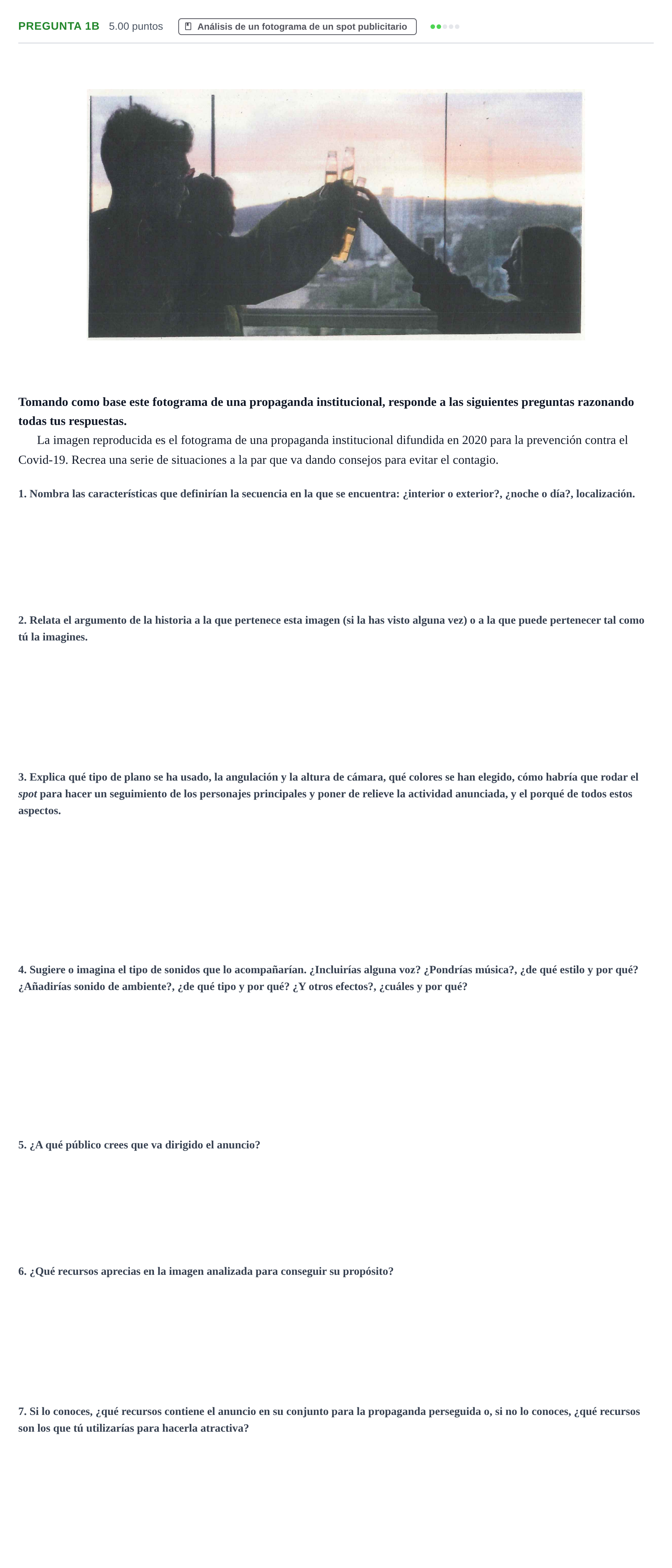Enunciado: Pregunta 1B · Cultura Audiovisual II PAU La Rioja Ordinaria 2022