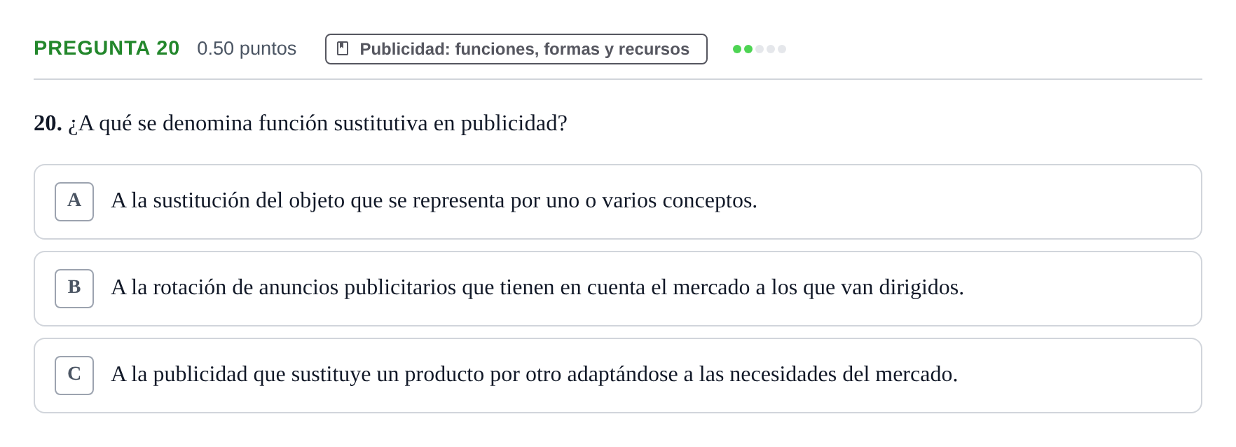 Enunciado: Pregunta 20 · Cultura Audiovisual II PAU La Rioja Ordinaria 2022