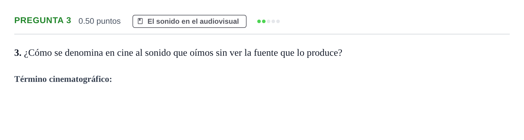 Enunciado: Pregunta 3 · Cultura Audiovisual II PAU La Rioja Ordinaria 2022