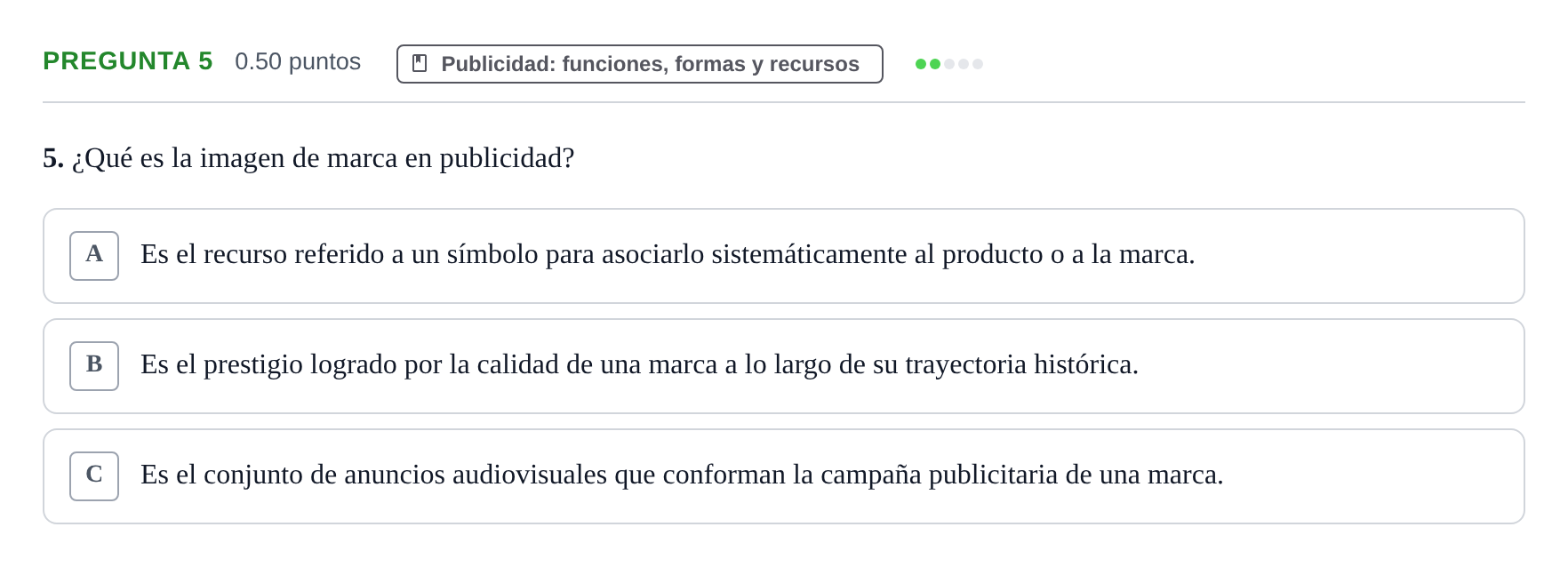 Enunciado: Pregunta 5 · Cultura Audiovisual II PAU La Rioja Ordinaria 2022