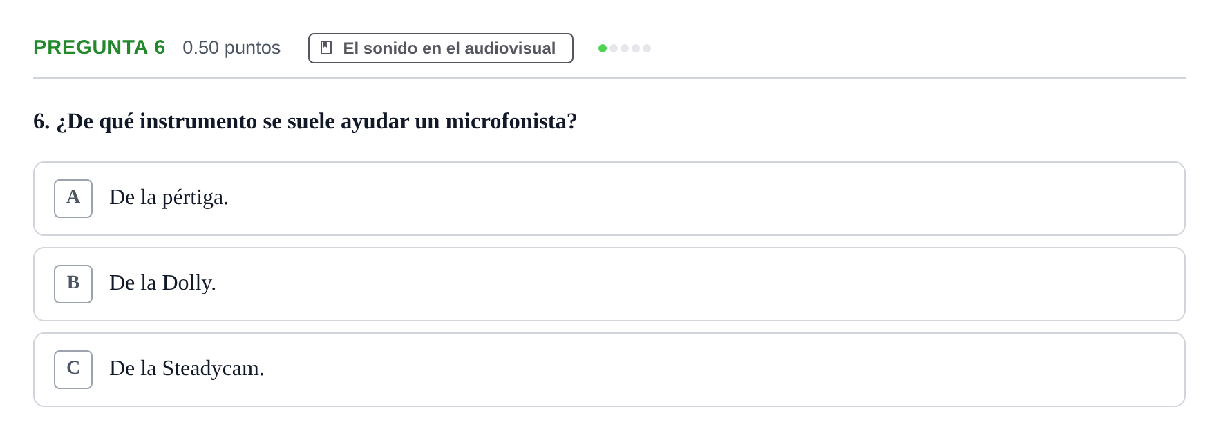 Enunciado: Pregunta 6 · Cultura Audiovisual II PAU La Rioja Ordinaria 2022