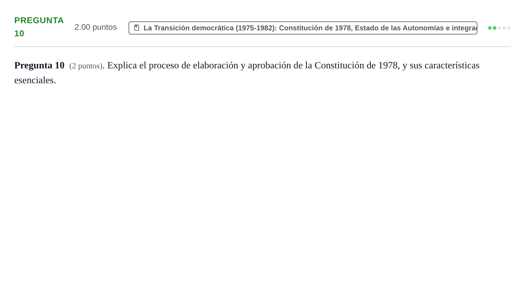 Enunciado: Pregunta 10 · Historia de España PAU La Rioja Extraordinaria 2022