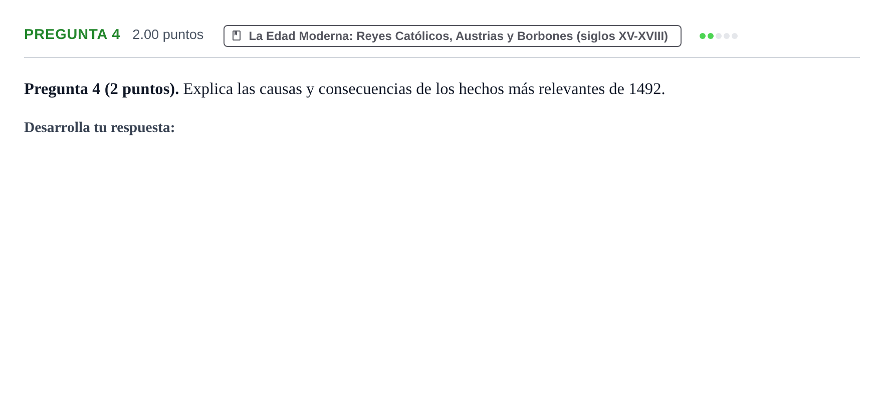 Enunciado: Pregunta 4 · Historia de España PAU La Rioja Extraordinaria 2022