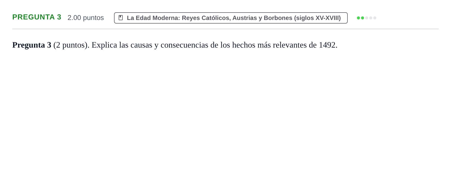 Enunciado: Pregunta 3 · Historia de España PAU La Rioja Ordinaria 2022