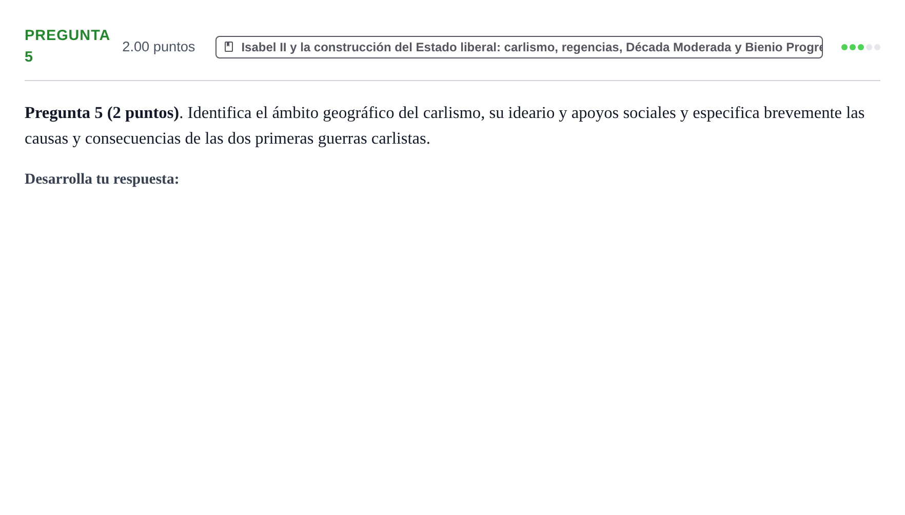 Enunciado: Pregunta 5 · Historia de España PAU La Rioja Ordinaria 2022