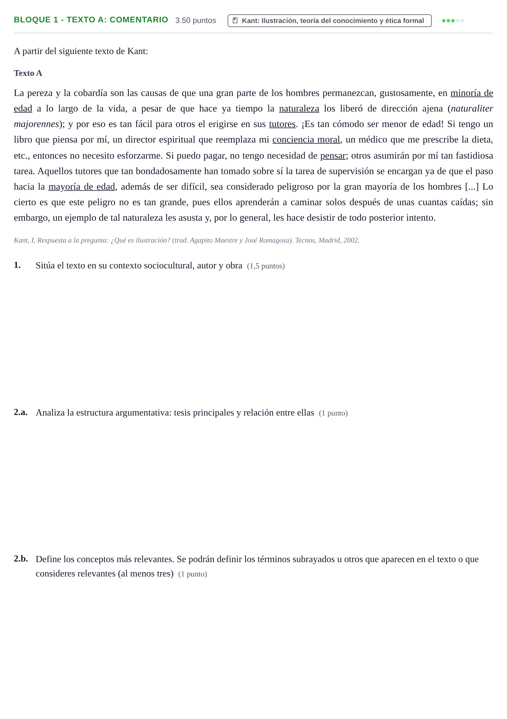 Enunciado: Bloque 1 - Texto A: Comentario · Historia de la Filosofía PAU La Rioja Extraordinaria 2022
