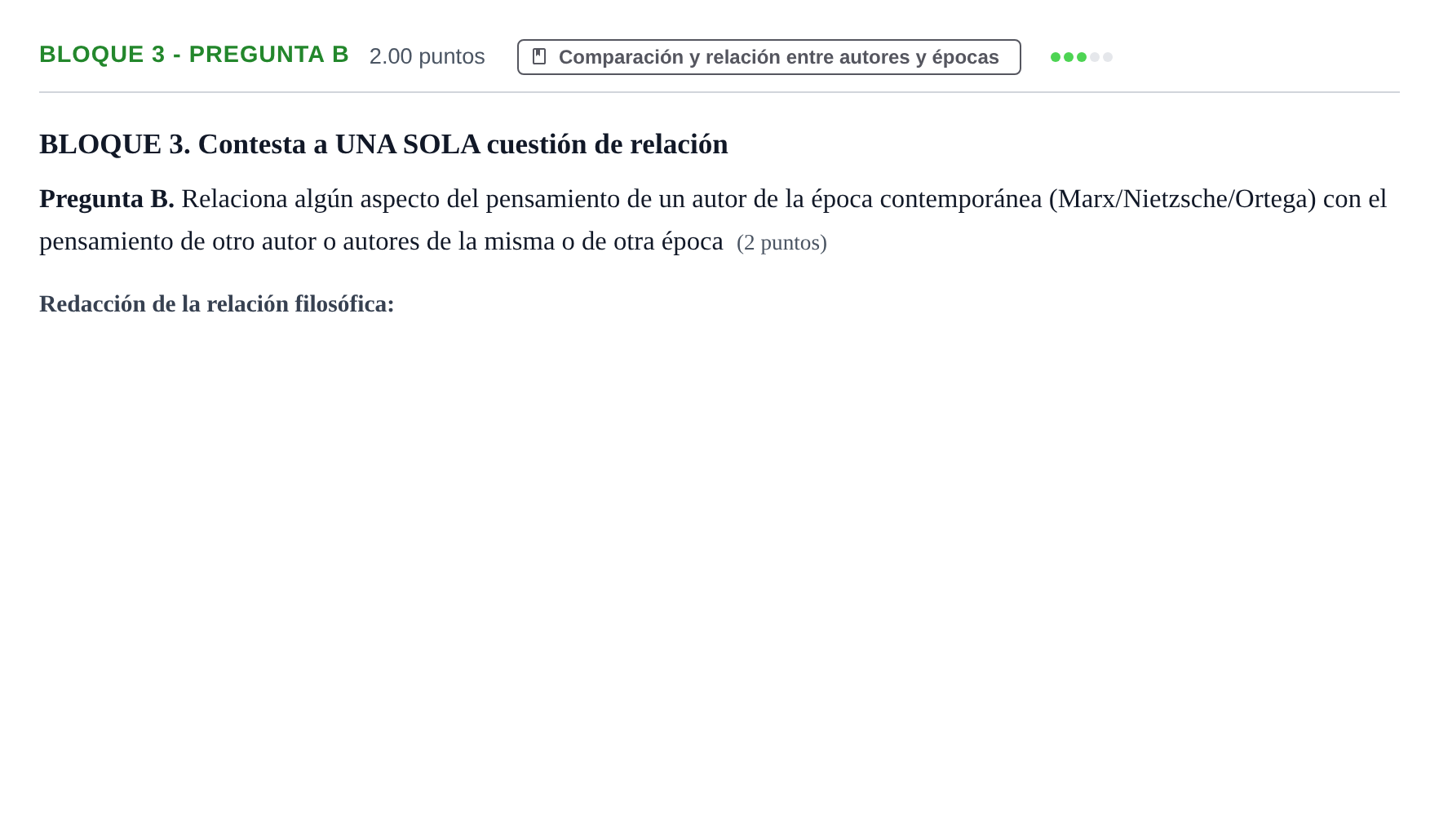 Enunciado: Bloque 3 - Pregunta B · Historia de la Filosofía PAU La Rioja Extraordinaria 2022