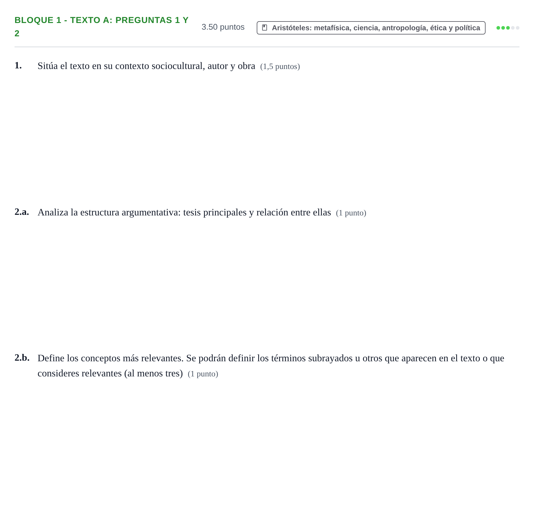 Enunciado: Bloque 1 - Texto A: Preguntas 1 y 2 · Historia de la Filosofía PAU La Rioja Ordinaria 2022