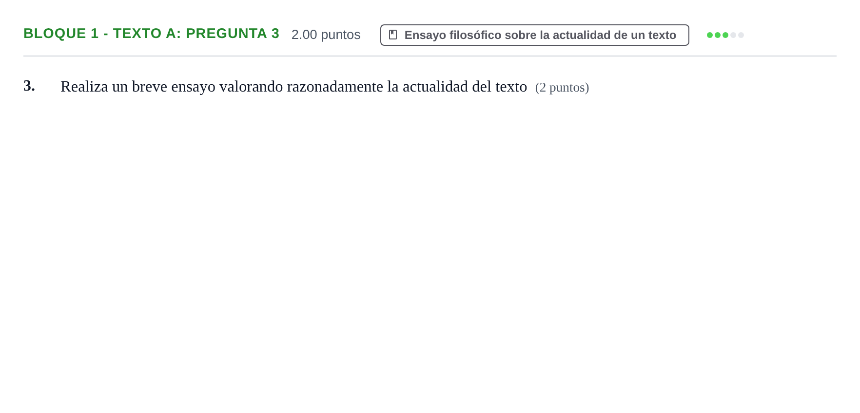 Enunciado: Bloque 1 - Texto A: Pregunta 3 · Historia de la Filosofía PAU La Rioja Ordinaria 2022