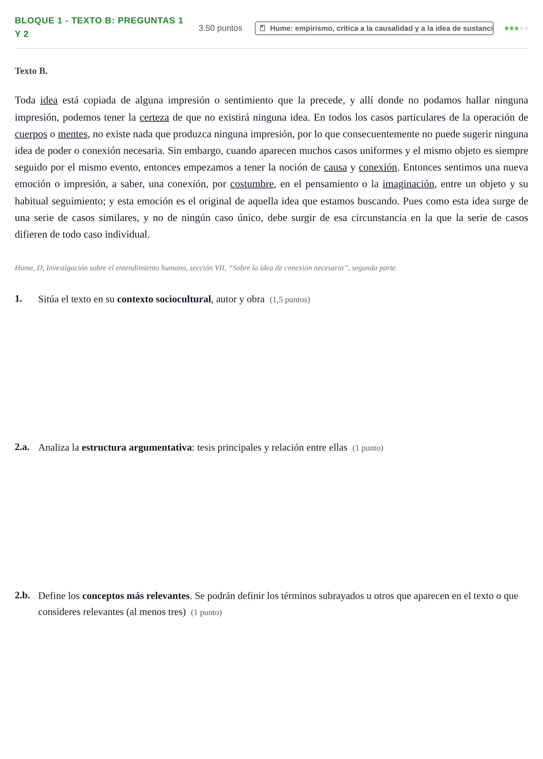Enunciado: Bloque 1 - Texto B: Preguntas 1 y 2 · Historia de la Filosofía PAU La Rioja Ordinaria 2022