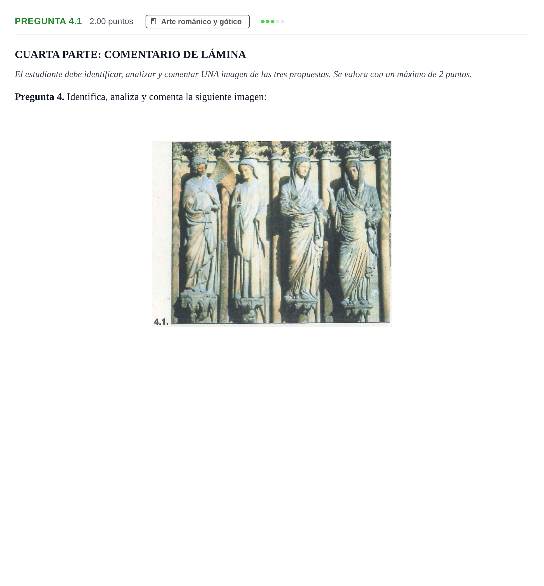 Enunciado: Pregunta 4.1 · Historia del Arte PAU La Rioja Extraordinaria 2022