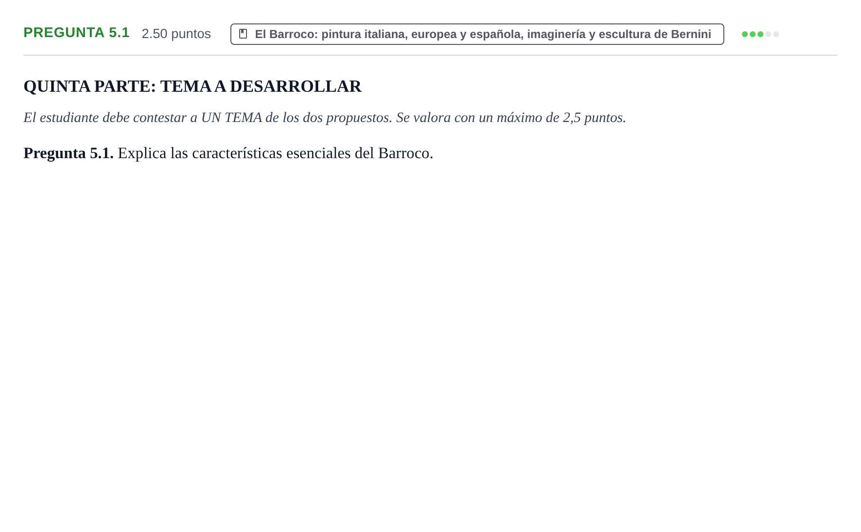 Enunciado: Pregunta 5.1 · Historia del Arte PAU La Rioja Extraordinaria 2022