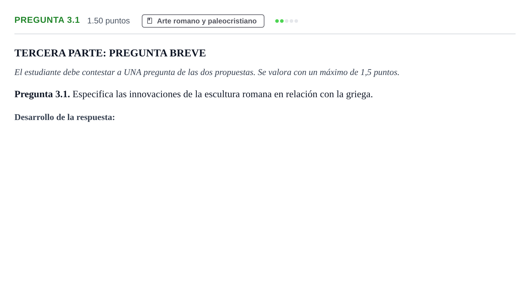 Enunciado: Pregunta 3.1 · Historia del Arte PAU La Rioja Ordinaria 2022