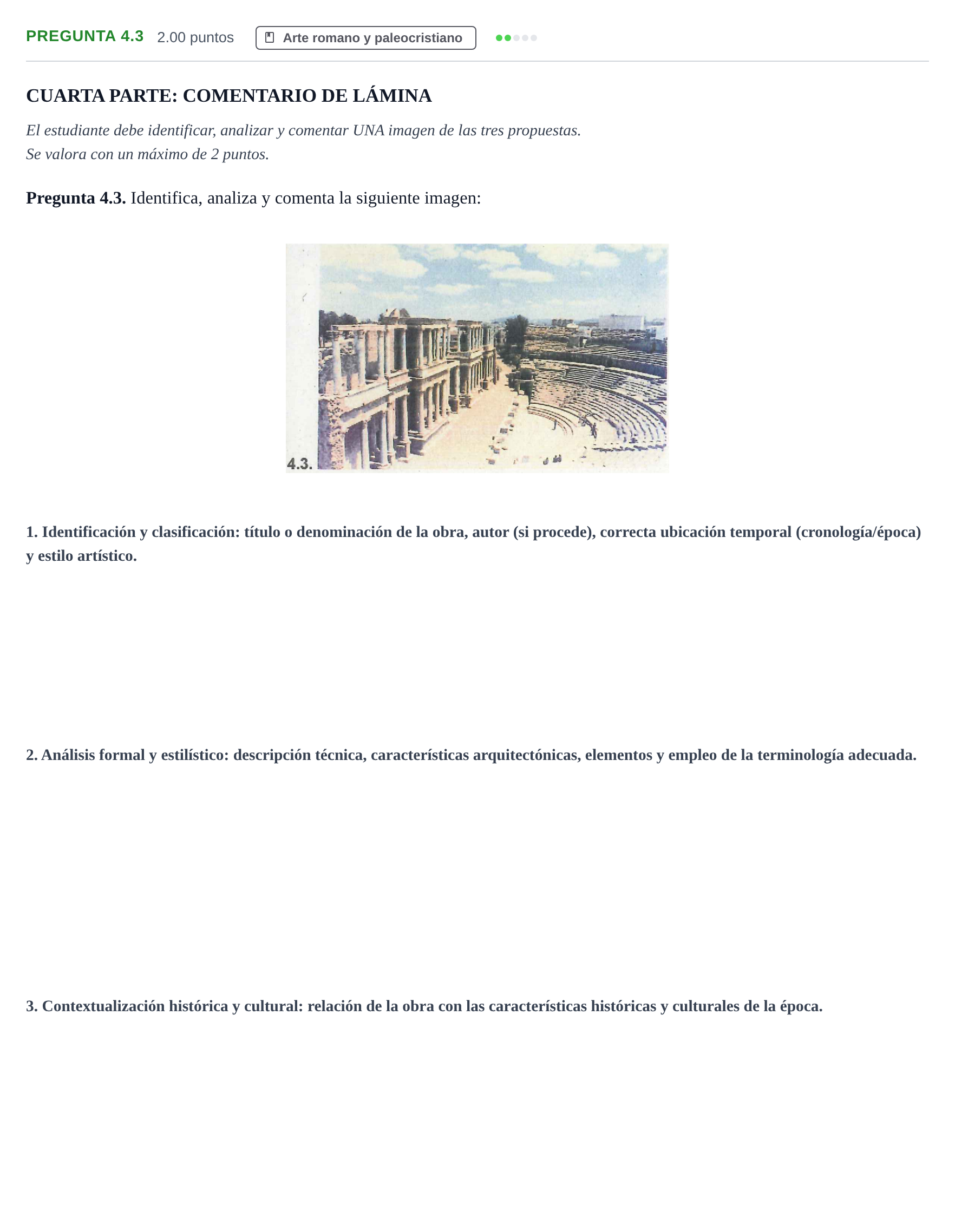 Enunciado: Pregunta 4.3 · Historia del Arte PAU La Rioja Ordinaria 2022