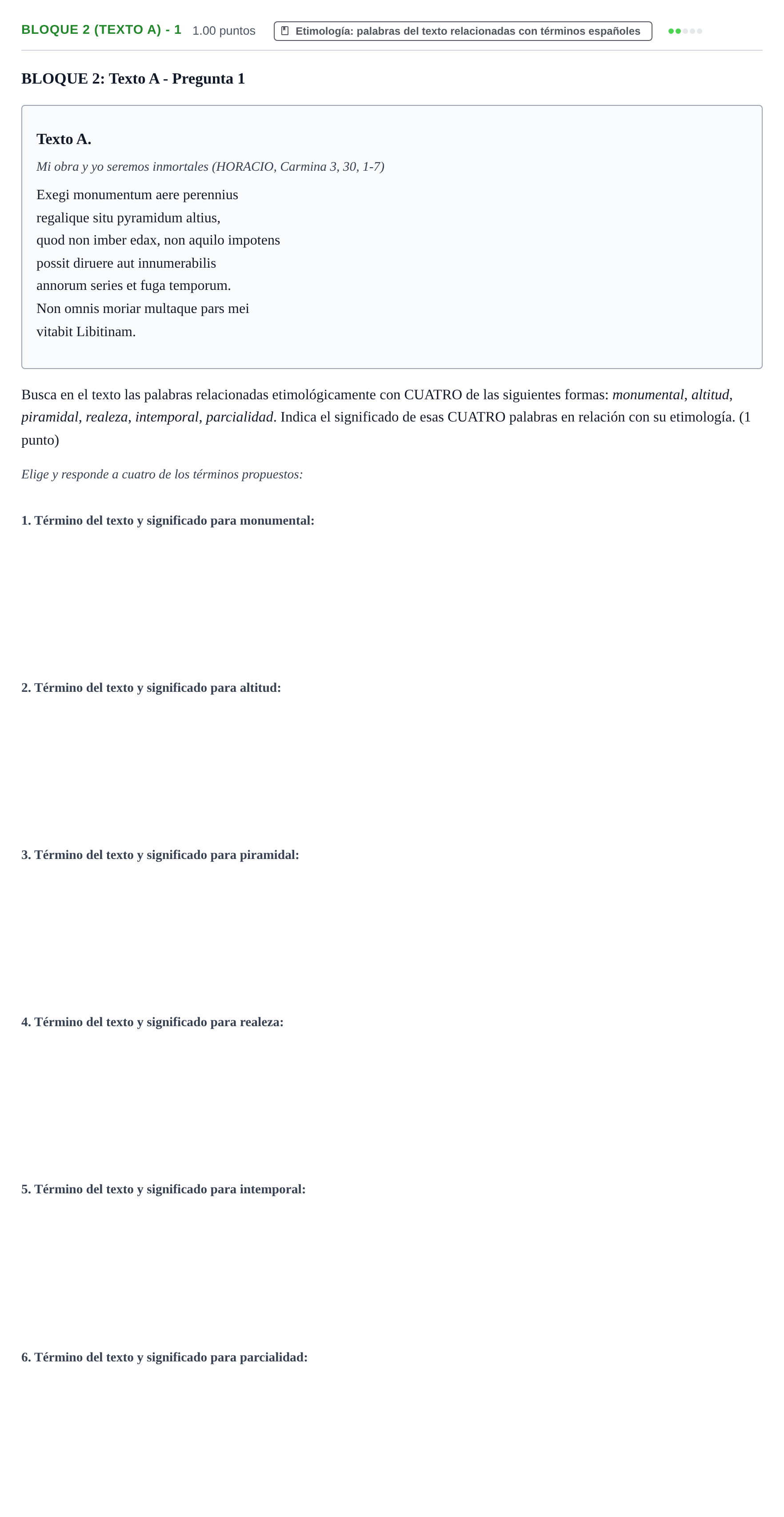 Enunciado: Bloque 2 (Texto A) - 1 · Latín II PAU La Rioja Ordinaria 2022