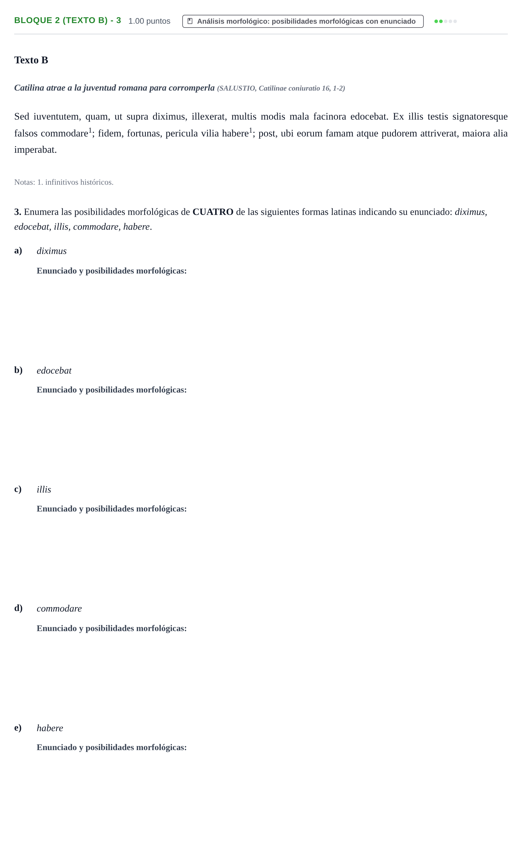 Enunciado: Bloque 2 (Texto B) - 3 · Latín II PAU La Rioja Ordinaria 2022