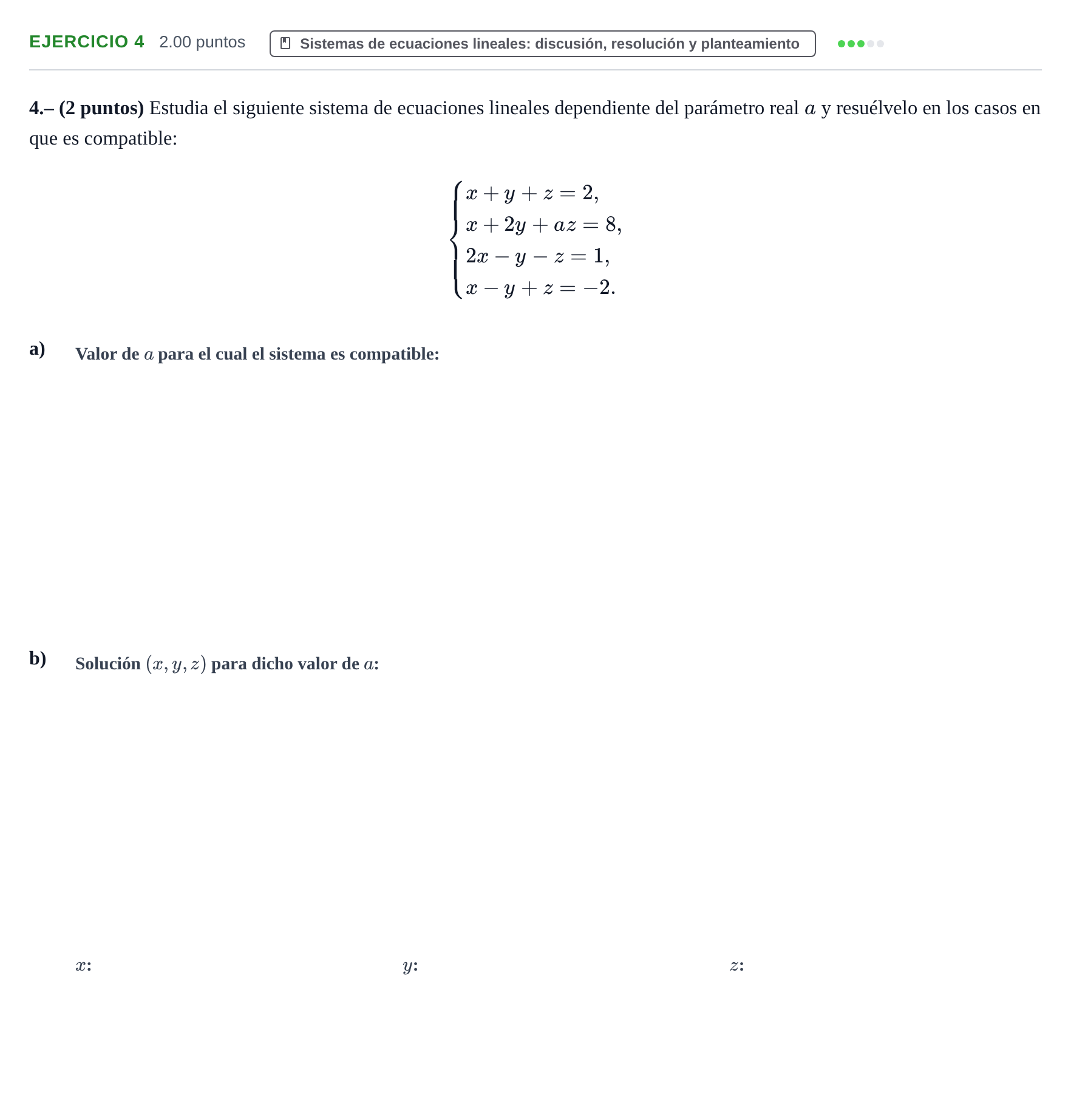 Enunciado: Problema 4 · Matemáticas II PAU La Rioja Extraordinaria 2022