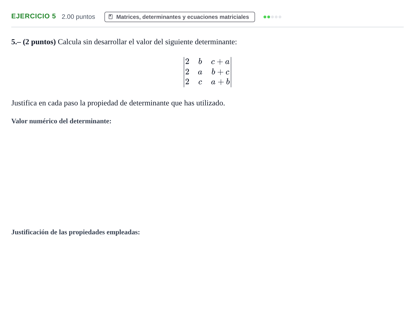 Enunciado: Problema 5 · Matemáticas II PAU La Rioja Extraordinaria 2022