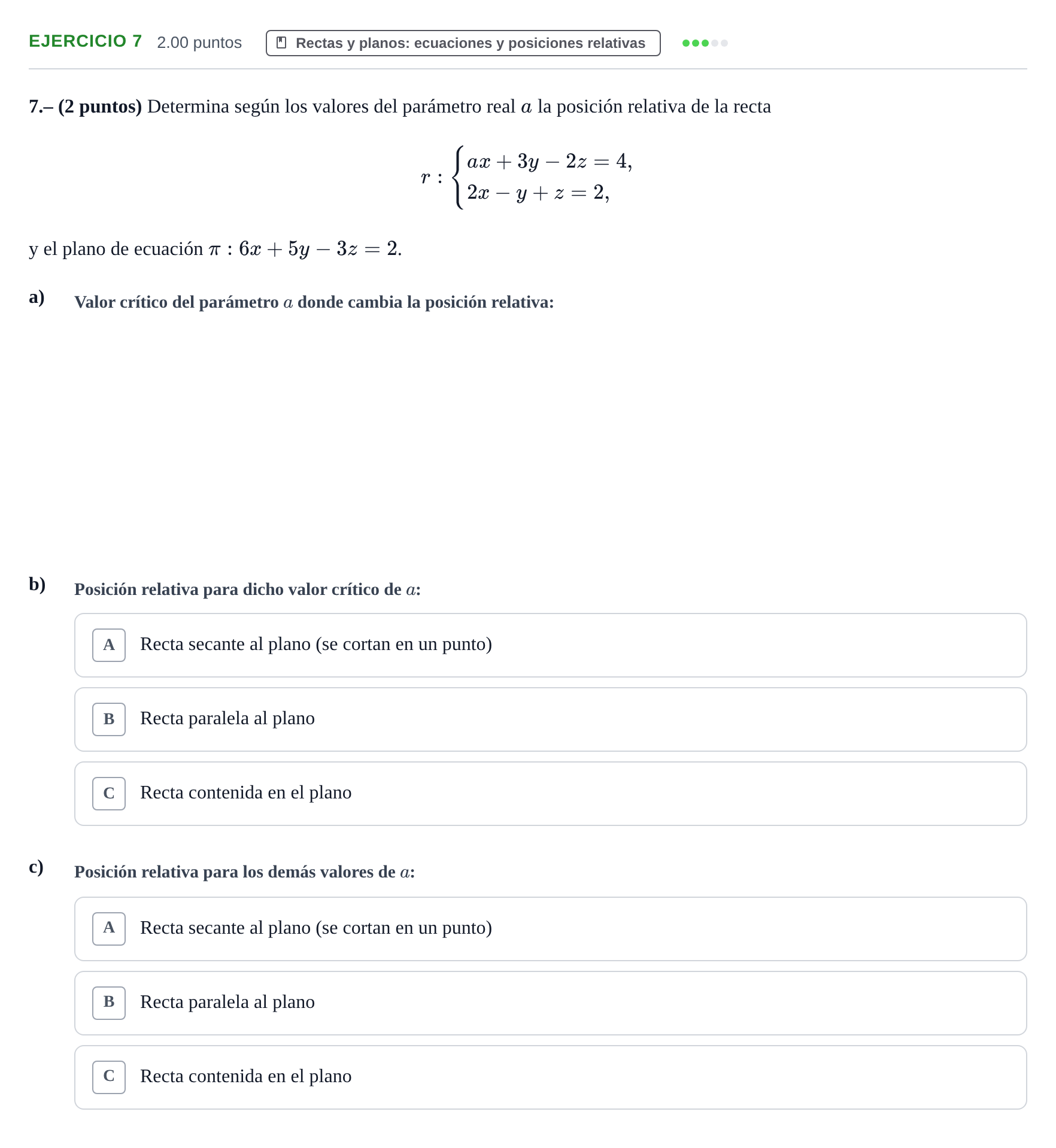 Enunciado: Problema 7 · Matemáticas II PAU La Rioja Extraordinaria 2022