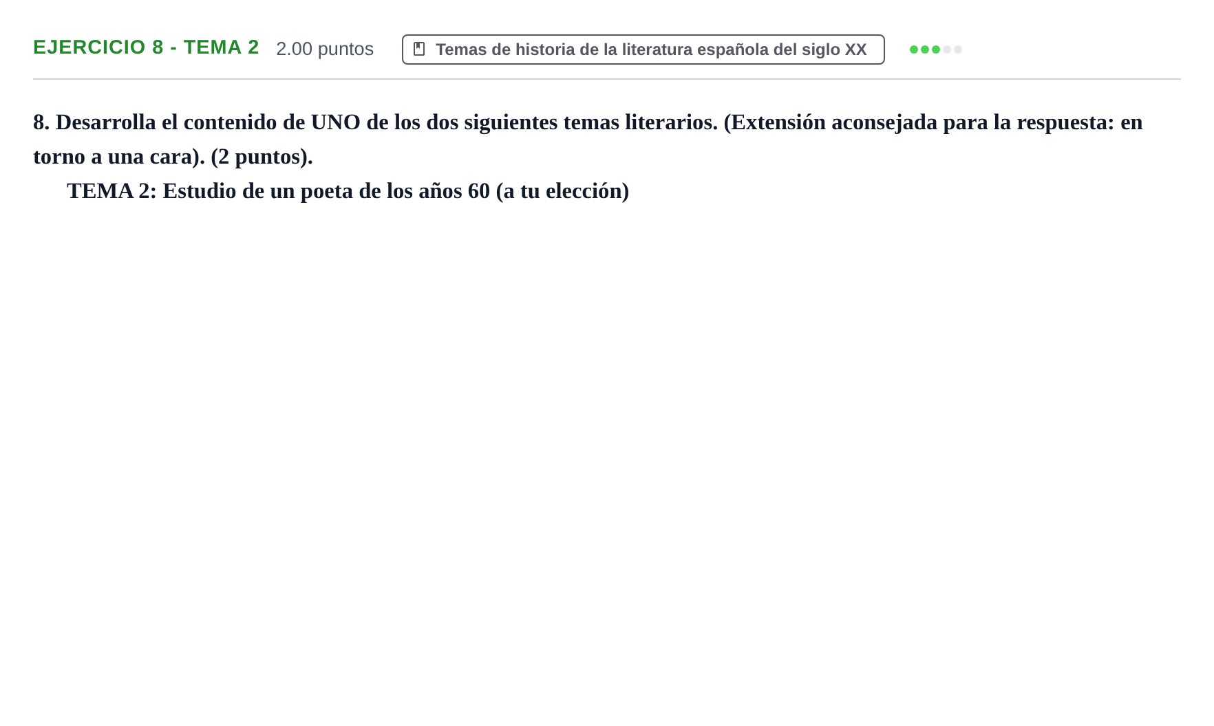 Enunciado: Ejercicio 8 - Tema 2 · Lengua Castellana y Literatura II PAU La Rioja Ordinaria 2022