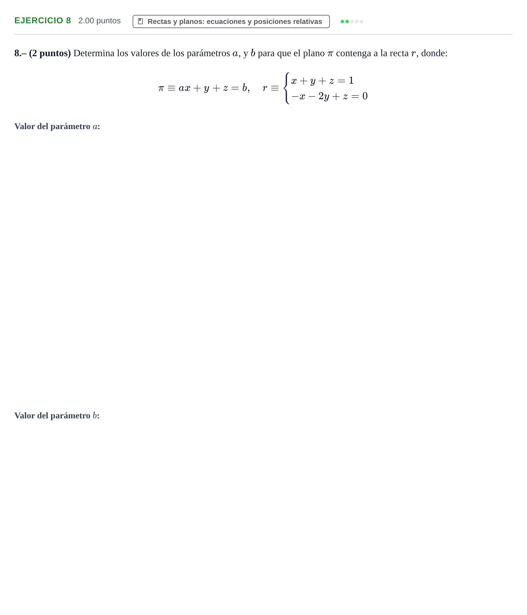 Enunciado: Problema 8 · Matemáticas II PAU La Rioja Ordinaria 2022
