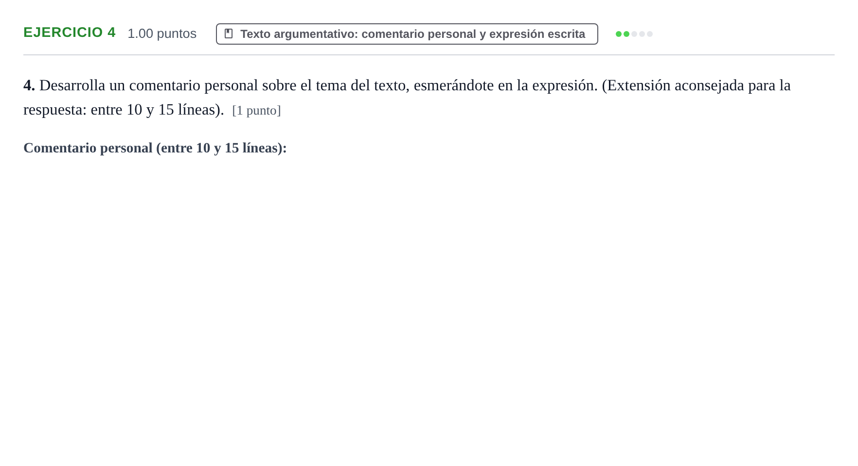 Enunciado: Problema 4 · Lengua Castellana y Literatura II PAU La Rioja Extraordinaria 2022