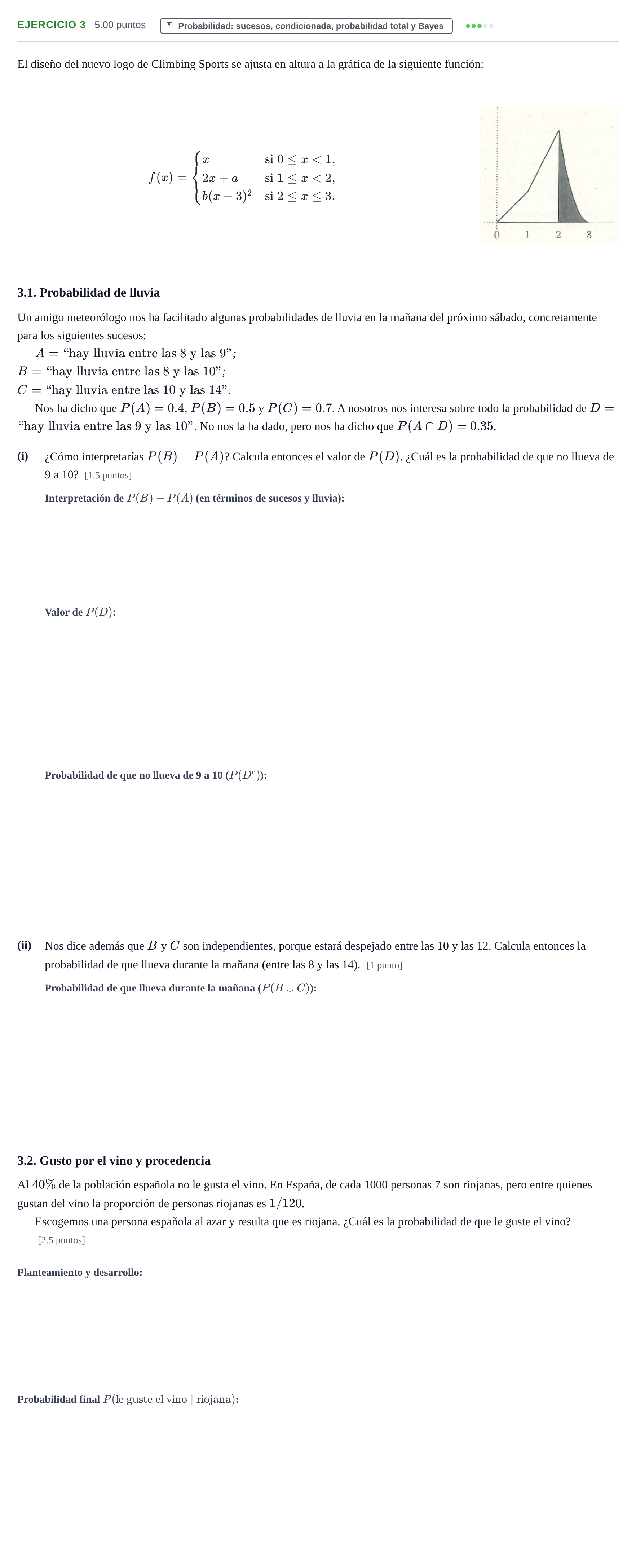 Enunciado: Problema 3 · Matemáticas aplicadas a las Ciencias Sociales II PAU La Rioja Extraordinaria 2022