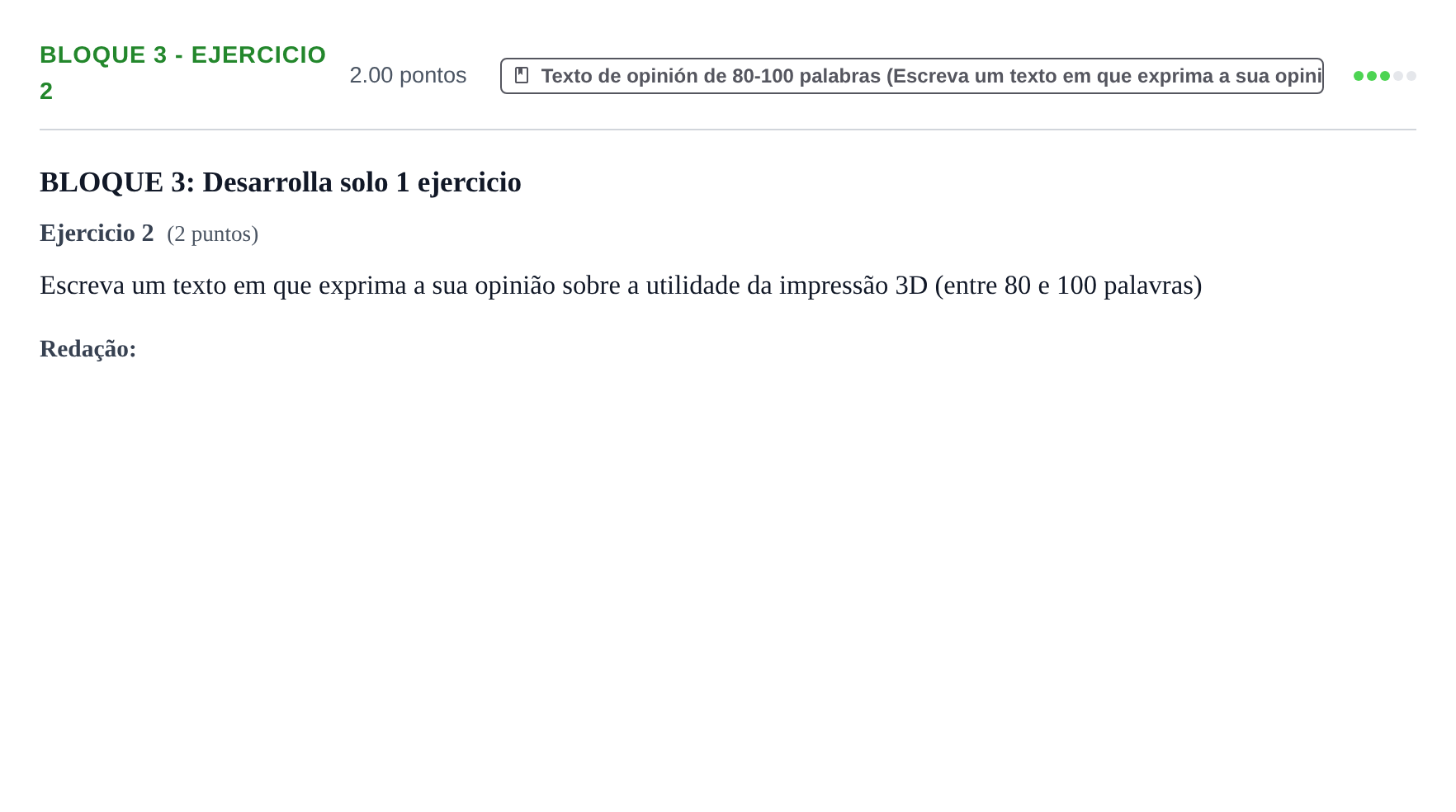 Enunciado: Bloque 3 - Ejercicio 2 · Portugués PAU La Rioja Ordinaria 2022
