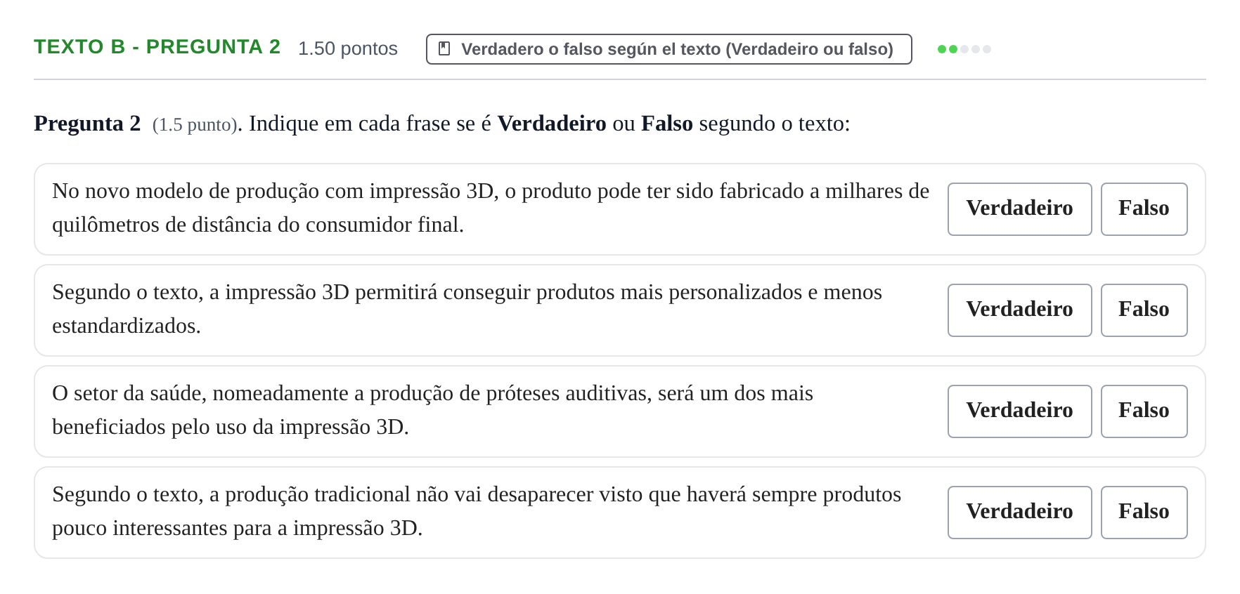 Enunciado: Ejercicio Texto B - Pregunta 2 · Portugués PAU La Rioja Ordinaria 2022