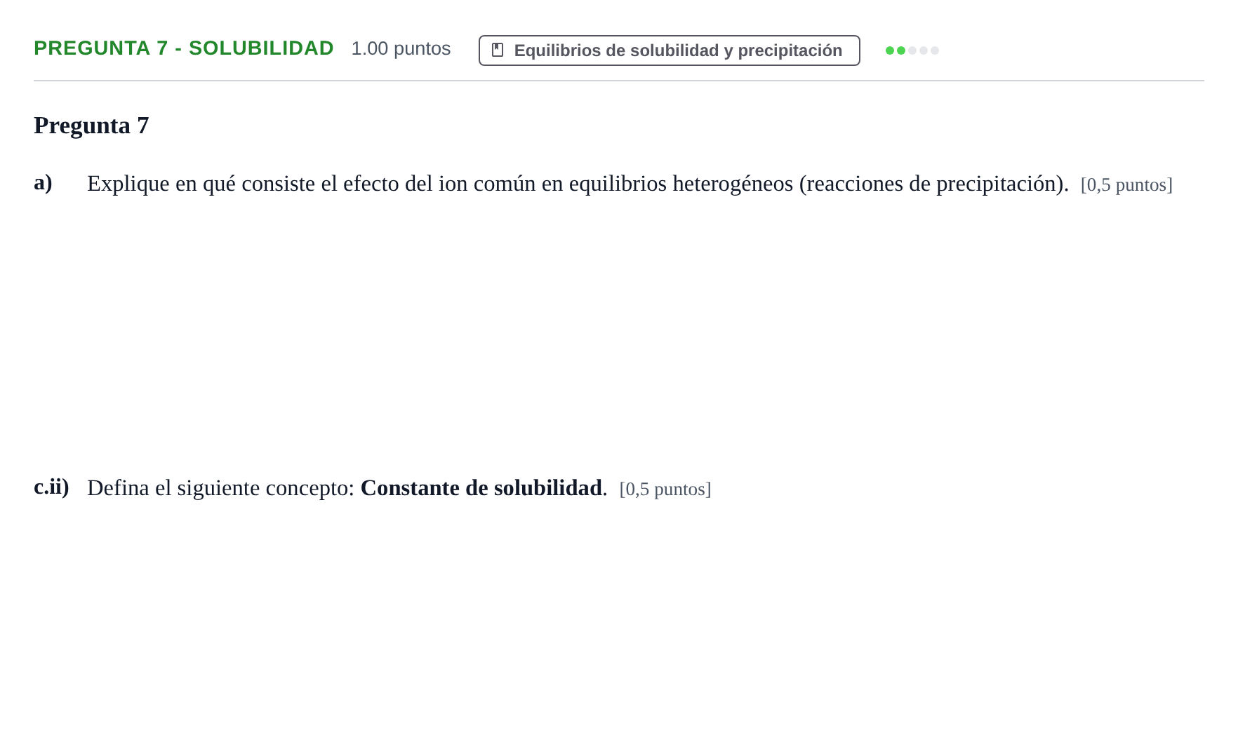 Enunciado: Pregunta 7 - Solubilidad · Química PAU La Rioja Ordinaria 2022