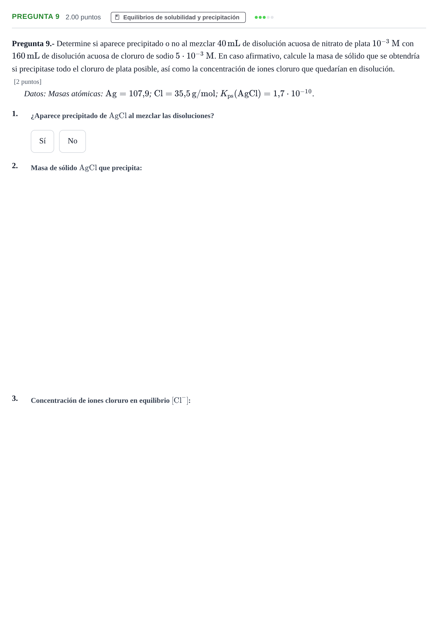 Enunciado: Pregunta 9 · Química PAU La Rioja Ordinaria 2022
