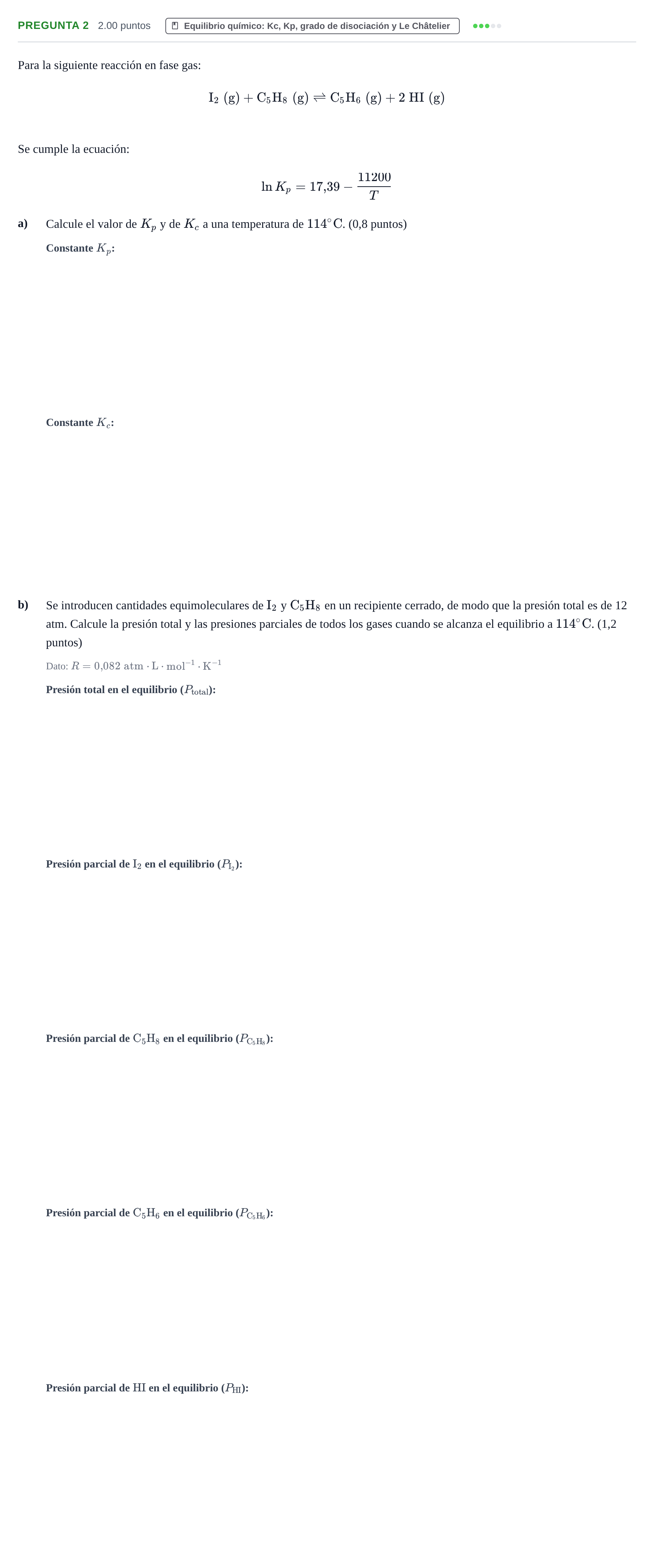 Enunciado: Pregunta 2 · Química PAU La Rioja Extraordinaria 2022