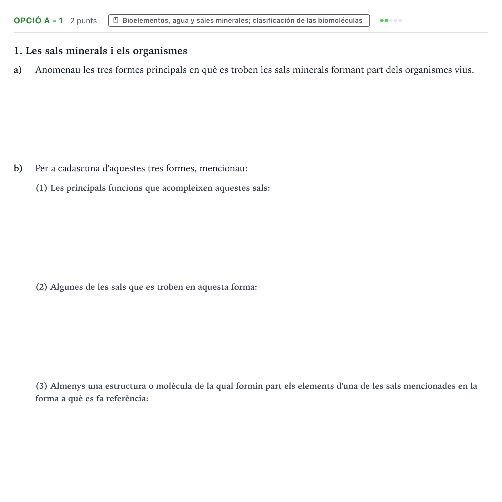 Enunciado: Ejercicio Opció A - 1 · Biología PAU Baleares Extraordinaria 2021