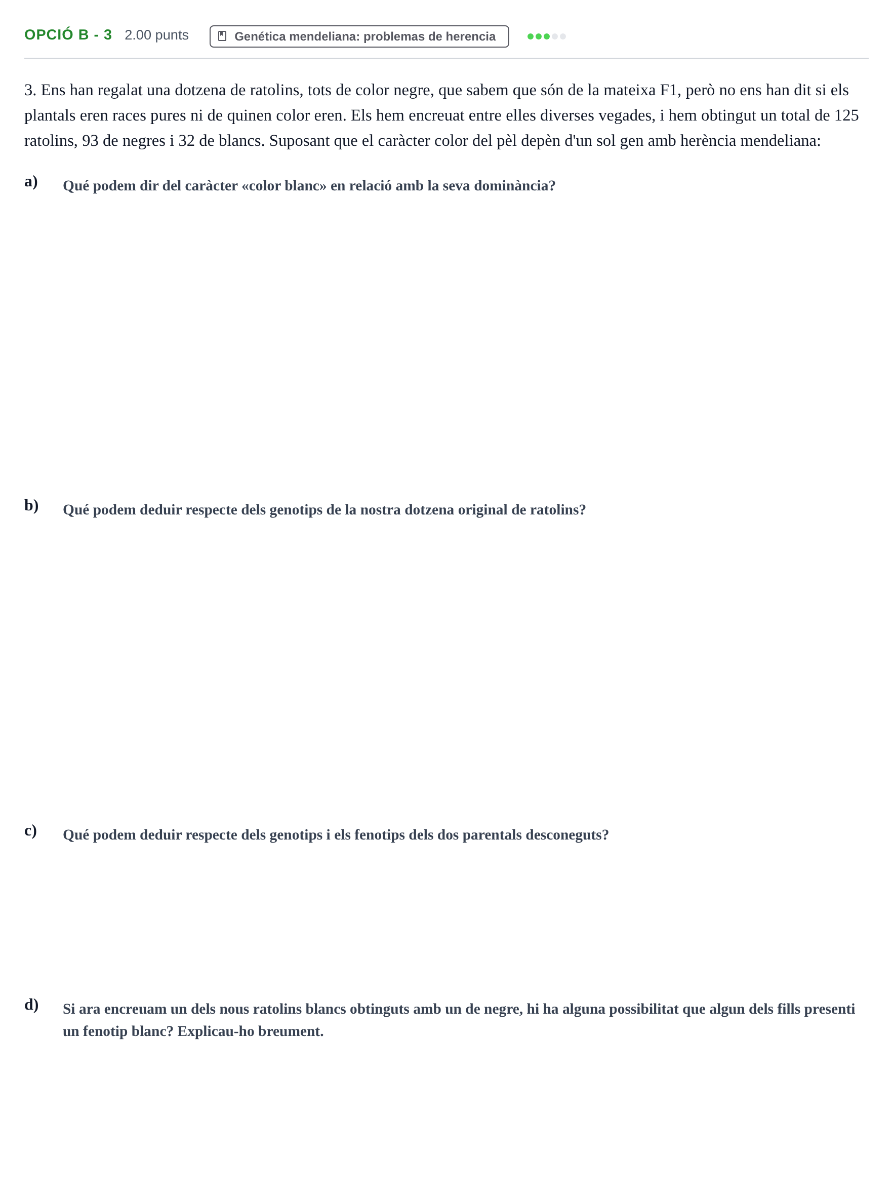 Enunciado: Ejercicio Opció B - 3 · Biología PAU Baleares Extraordinaria 2021