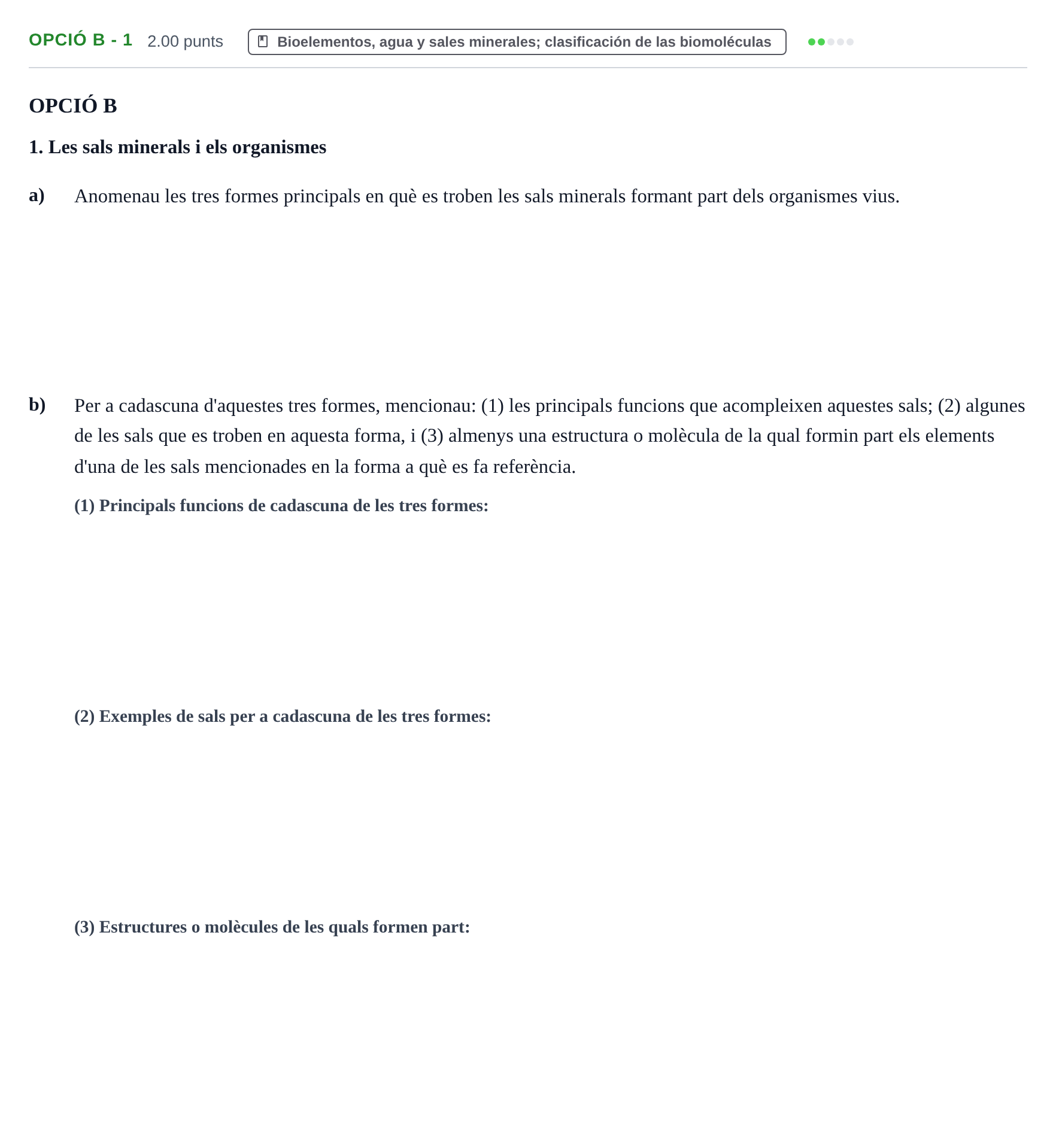Enunciado: Ejercicio Opció B - 1 · Biología PAU Baleares Ordinaria 2021