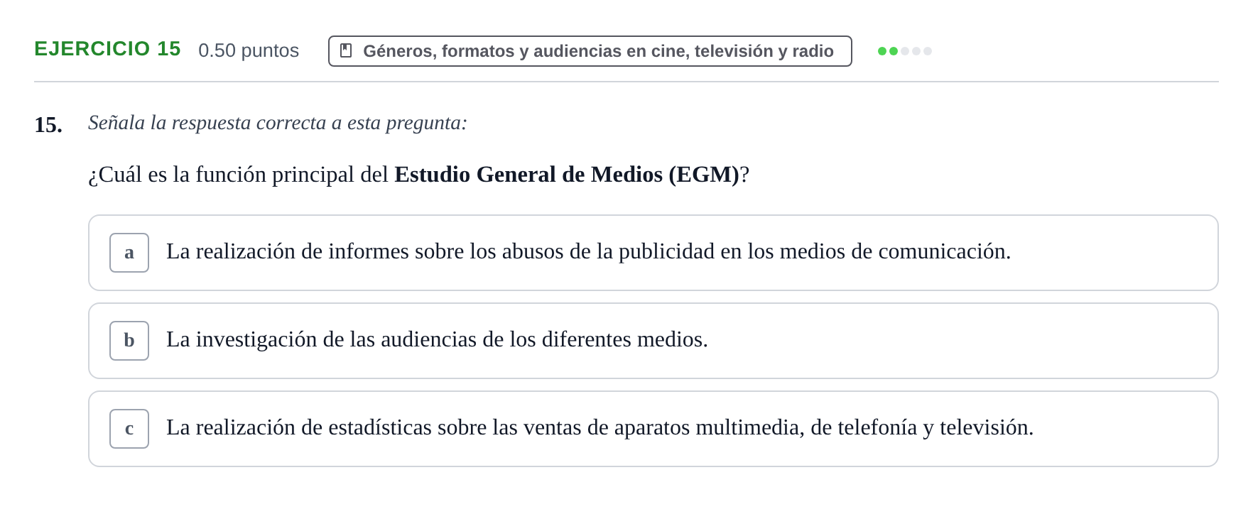 Enunciado: Problema 15 · Cultura Audiovisual II PAU La Rioja Extraordinaria 2021