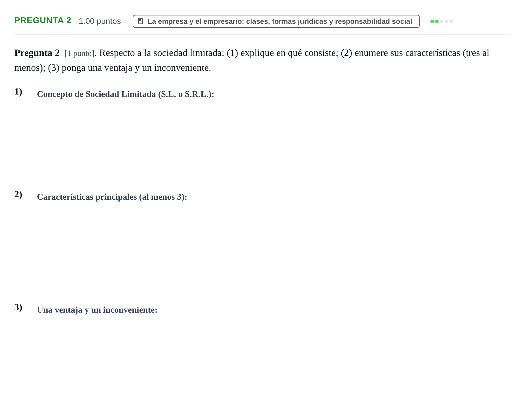 Enunciado: Pregunta 2 · Empresa y Diseño de Modelos de Negocio PAU La Rioja Ordinaria 2021