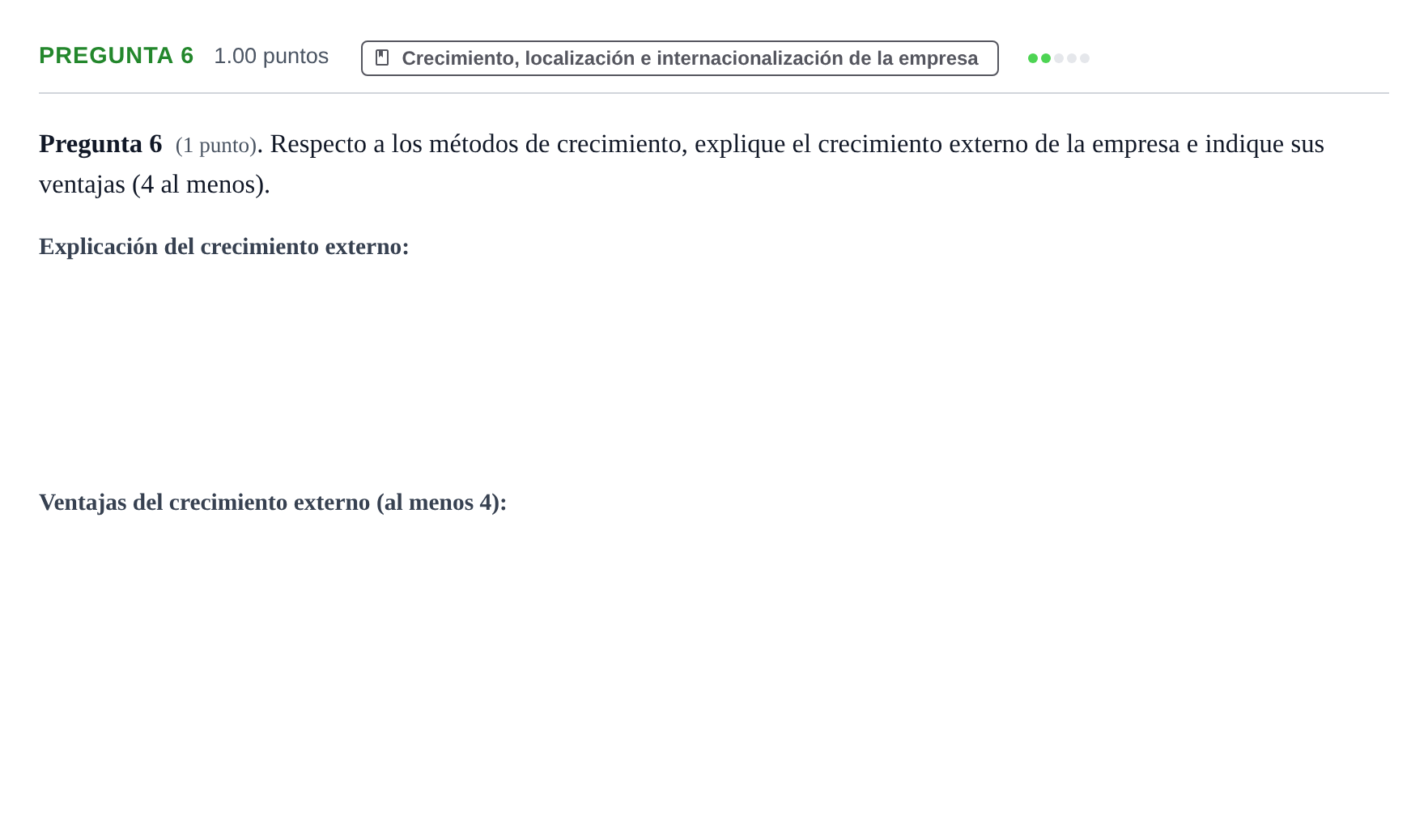 Enunciado: Pregunta 6 · Empresa y Diseño de Modelos de Negocio PAU La Rioja Ordinaria 2021