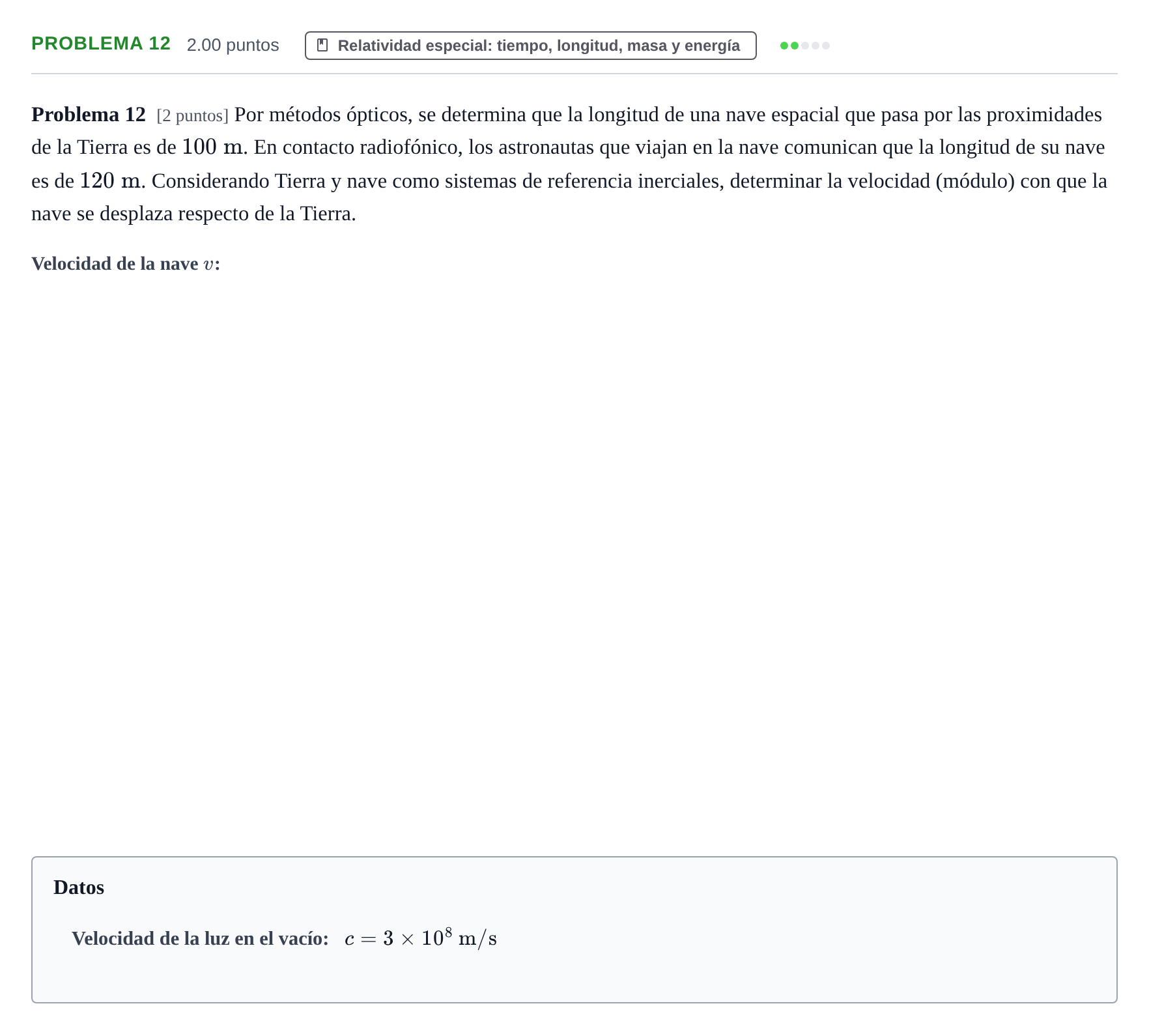 Enunciado: Problema 12 · Física PAU La Rioja Ordinaria 2021