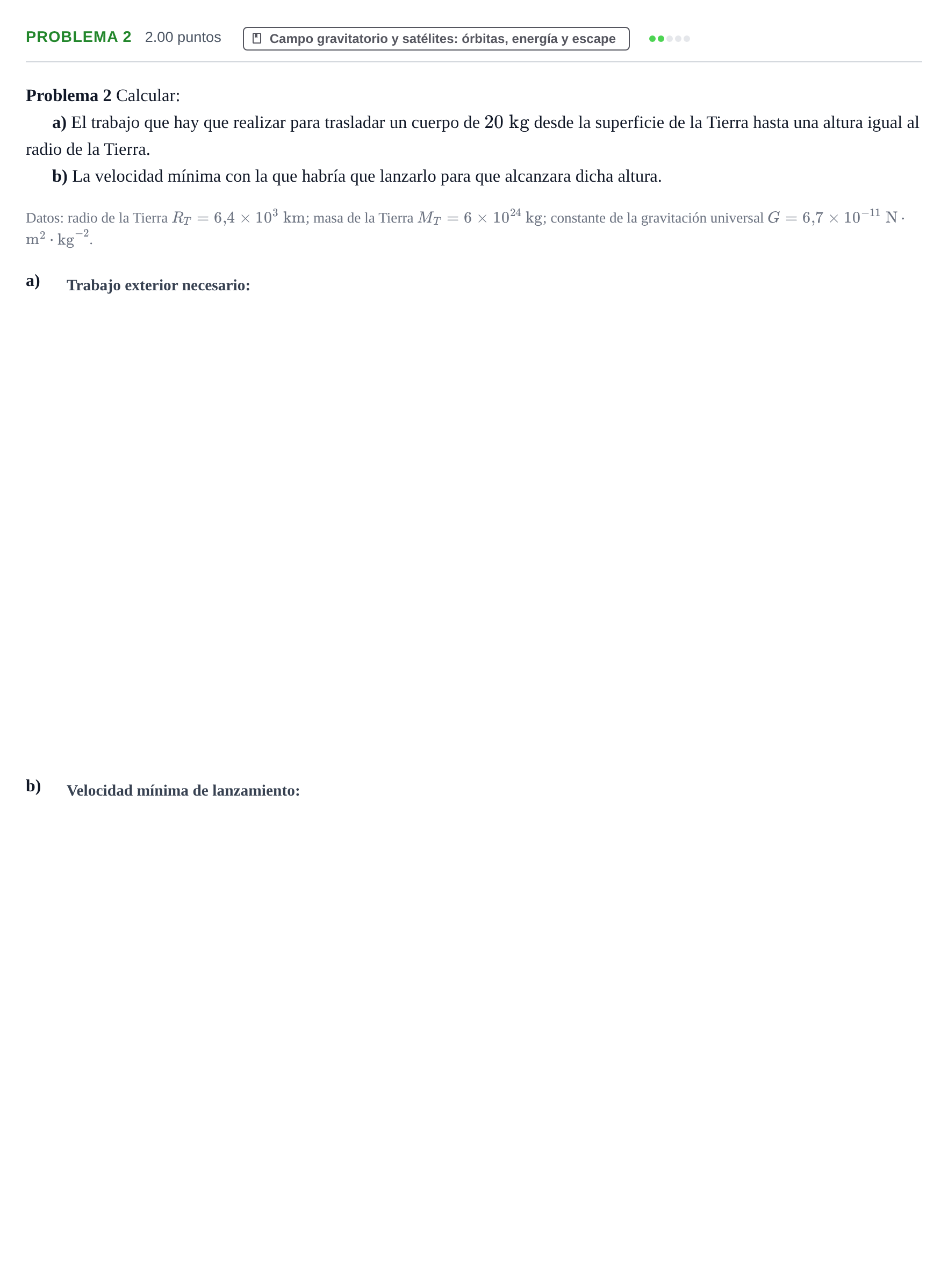 Enunciado: Problema 2 · Física PAU La Rioja Ordinaria 2021