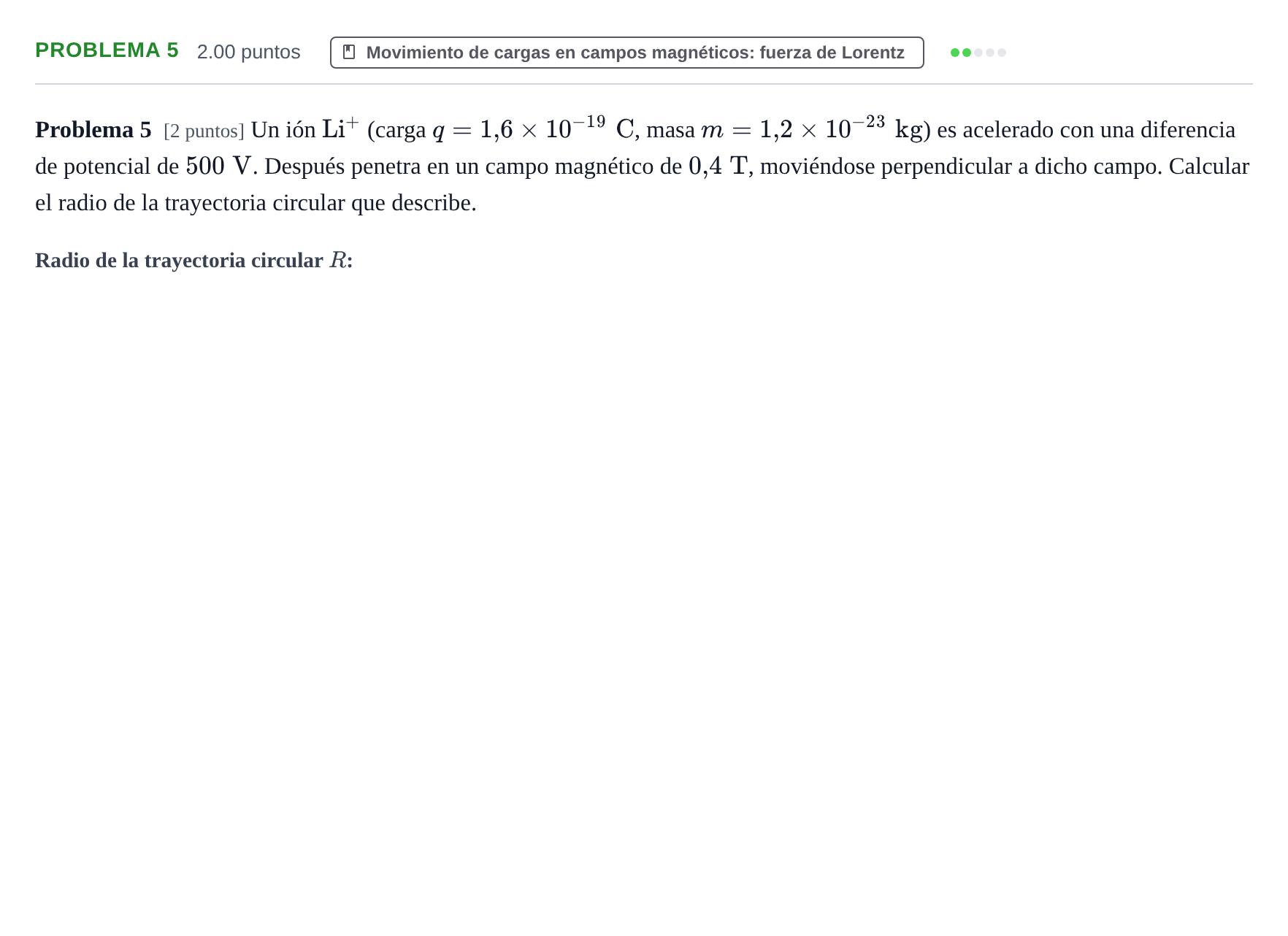 Enunciado: Problema 5 · Física PAU La Rioja Ordinaria 2021