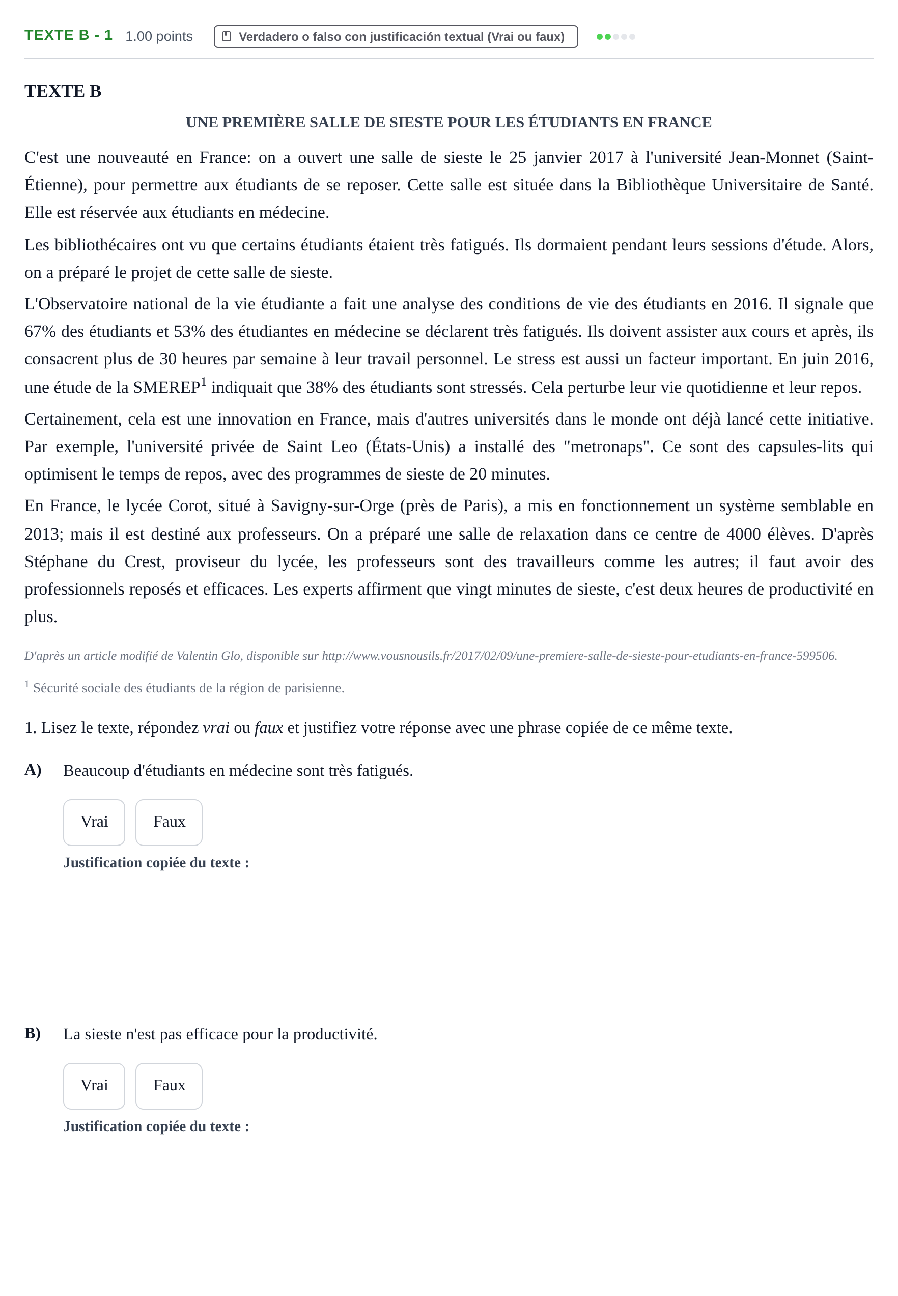 Enunciado: Ejercicio Texte B - 1 · Francés PAU La Rioja Extraordinaria 2021