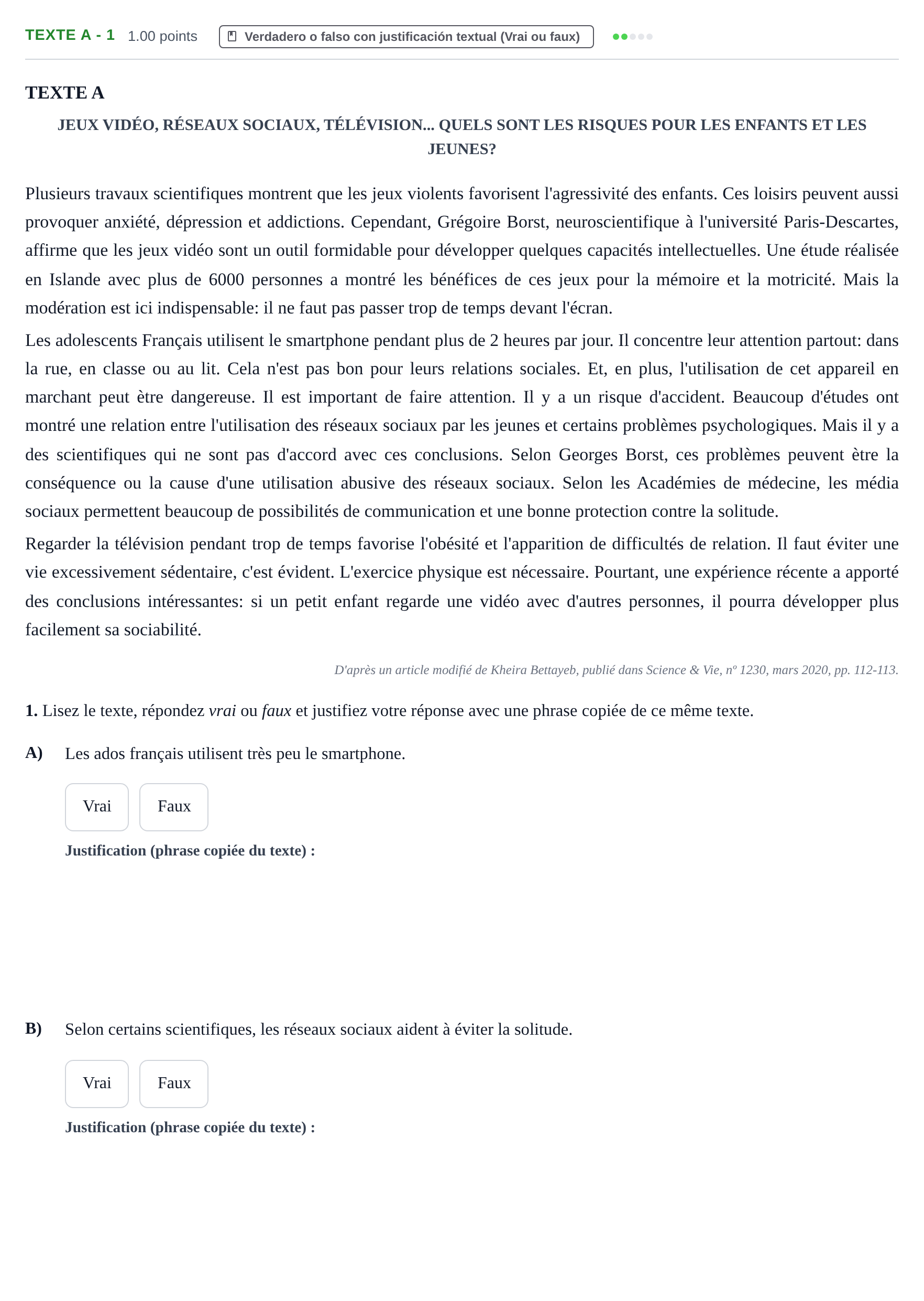 Enunciado: Ejercicio Texte A - 1 · Francés PAU La Rioja Ordinaria 2021