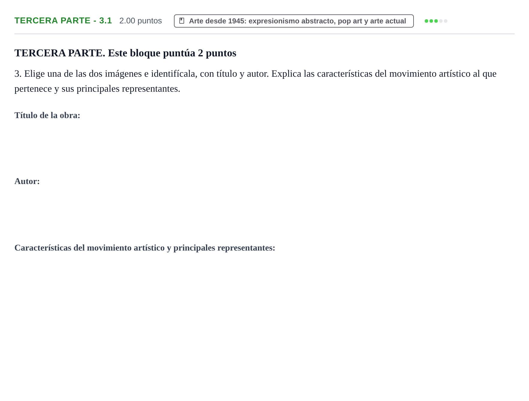 Enunciado: Ejercicio Tercera parte - 3.1 · Fundamentos Artísticos PAU La Rioja Ordinaria 2021