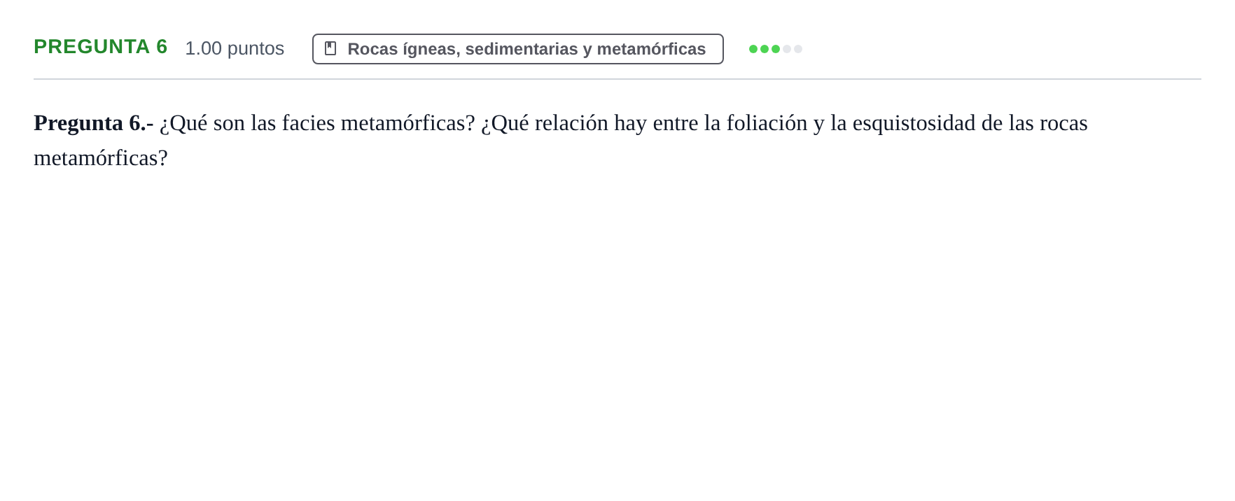Enunciado: Pregunta 6 · Geología y Ciencias Ambientales PAU La Rioja Extraordinaria 2021