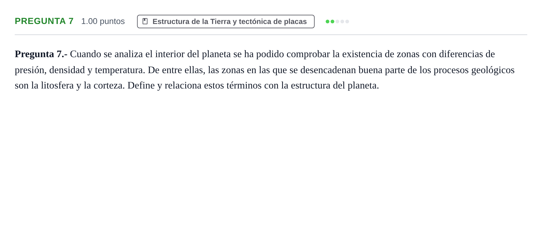 Enunciado: Pregunta 7 · Geología y Ciencias Ambientales PAU La Rioja Extraordinaria 2021