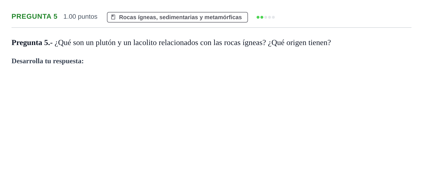 Enunciado: Pregunta 5 · Geología y Ciencias Ambientales PAU La Rioja Ordinaria 2021