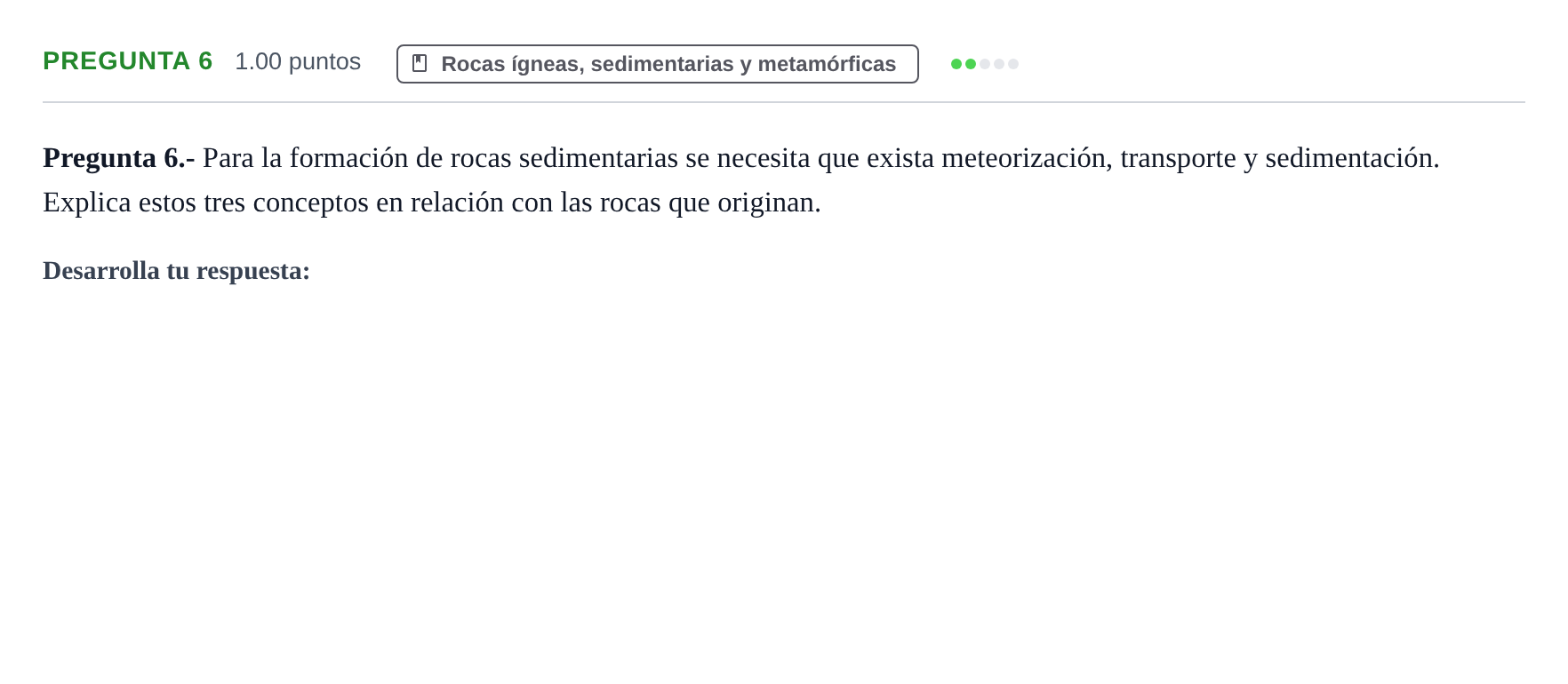 Enunciado: Pregunta 6 · Geología y Ciencias Ambientales PAU La Rioja Ordinaria 2021